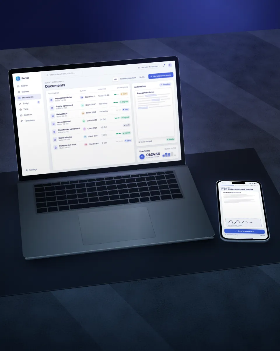 Illustration of a client portal on a laptop